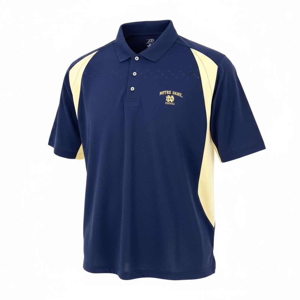Pro Player Mens 2XL Notre Dame Fighting Irish ND Golf Polo Shirt Blue/Gold NCAA